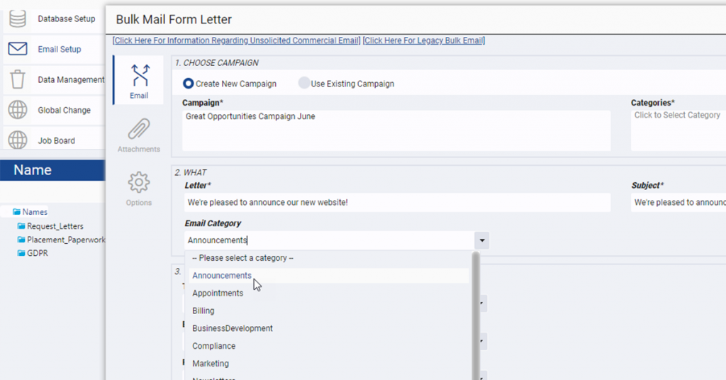 Email Categories